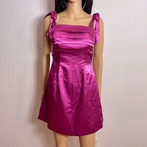 NWT Chic Fuchsia Satin Mini Dress